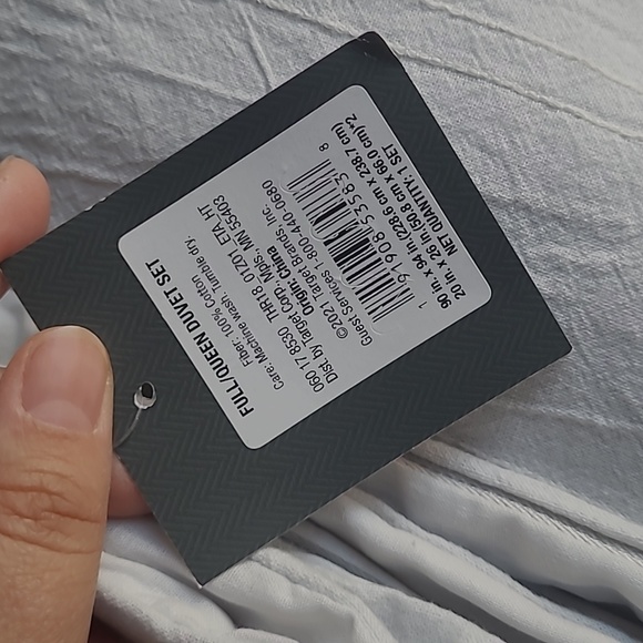 3pc Full/Queen Simple Woven Stripe Duvet & Sham Set Light Gray - Threshold - Picture 8 of 8